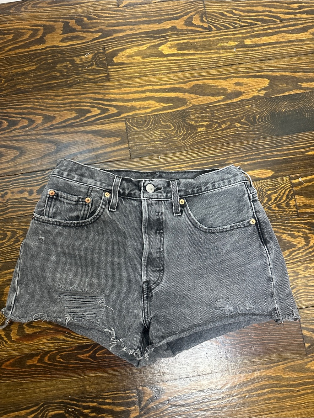 Levi’s Grey Distressed Rolled Hem Shorts